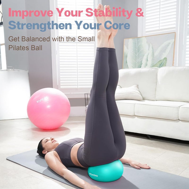 kisnbld Small Exercise Ball, 9 Inch Mini Pilates Ball, Anti Burst and Slip Resistant Mini Yoga Ball for Stability, Fitness, Physical Therapy, Stretching & Core Strength Workout at Home Gym & Office - Image 2